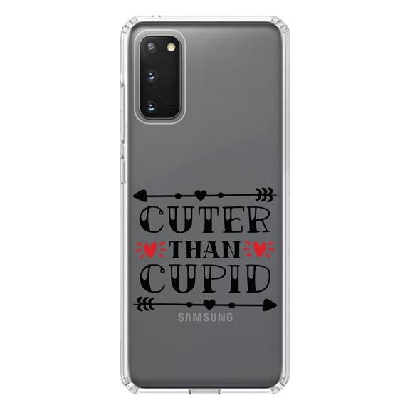 DistinctInk Clear Shockproof Hybrid Case for Galaxy S20 PLUS / 5G (6.7" Screen) - TPU Bumper Acrylic Back Tempered Glass Screen Protector - Cuter Than Cupid - Valentine