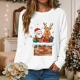 thumbnail image 2 of larppty Christmas Sweatshirts for Women Santa Claus Reindeer Gifts Graphic Crewneck Pullover Xmas Holiday Top for Party （White, XXL）, 2 of 6