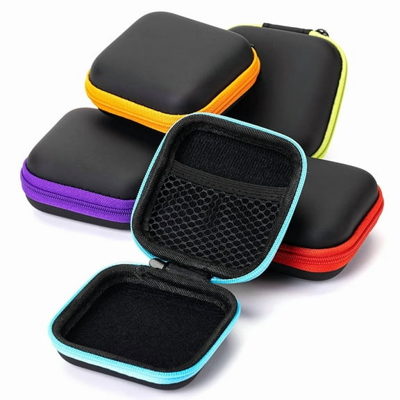 5 Pack Earbuds Case, Small Square EVA Pocket Earbud Travel Carrying Case Pouches for Earbuds, Headphones, USB Cable and More