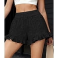 thumbnail image 5 of PRETTYGARDEN Summer Shorts for Women Boho Elastic Waist Ruffle Casual Hollow Out Embroidered Beach Bottoms with Pockets, 5 of 10