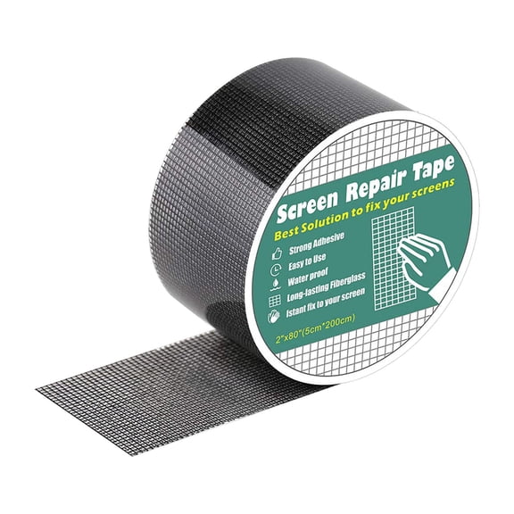 Heavy-Duty Screen Repair Tape | 5x200cm (1.97x78.74in) Fiberglass Mesh Patch | Strong Adhesive for Window & Door Screens, Tents, RV | Black/Gray | Easy DIY Fix | Weather-Resistant