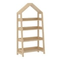 thumbnail image 3 of Buzz & Bloom Kids Open-Style Wooden Bookshelf with 4 Shelves and Covered Triangular Top, Natural, 3 of 10