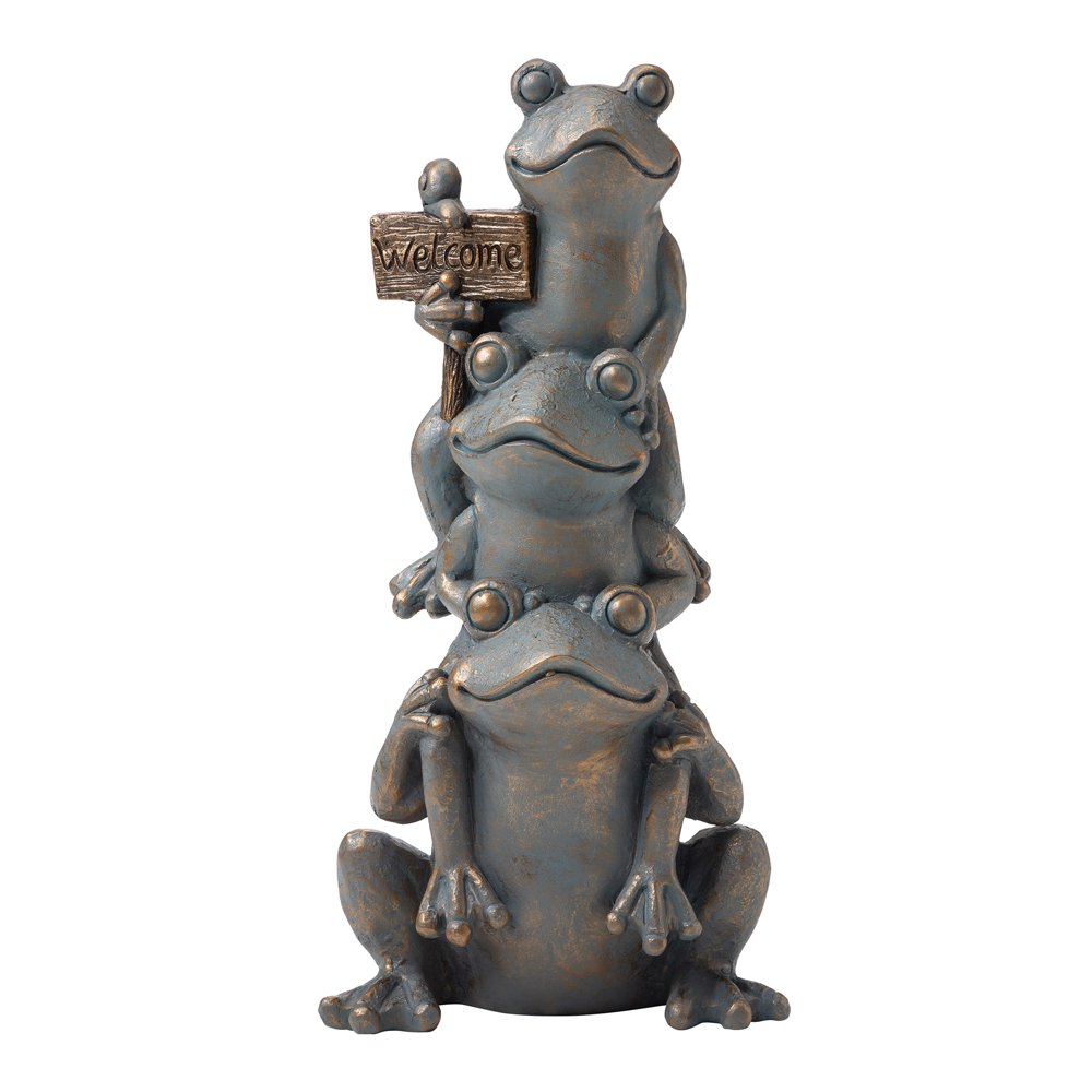 Glitzhome 28.25"H Bronze Magnesium Oxide Stacked Frog Statue Walmart