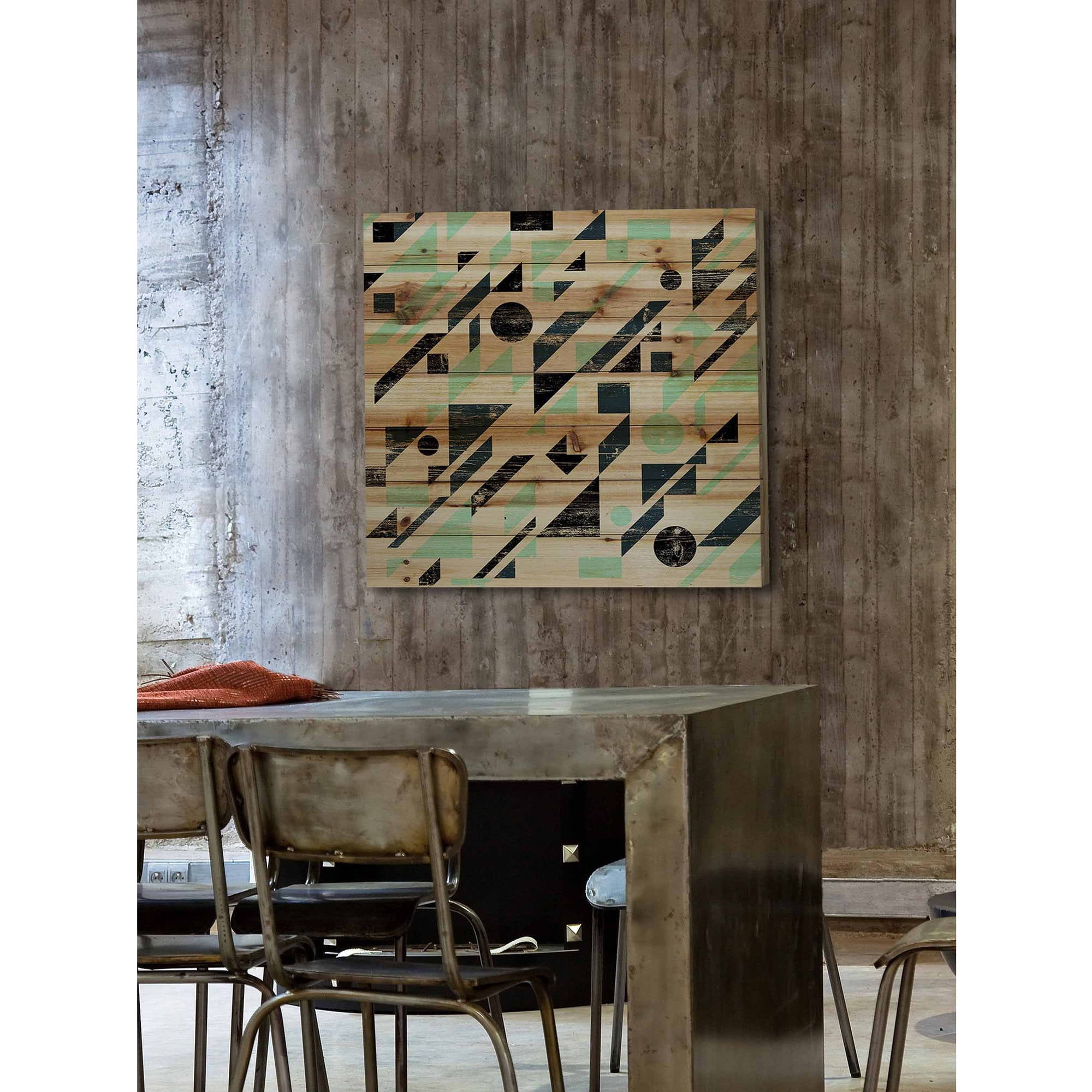 Marmont Hill - "Maze To Circles" Painting Art Print On Natural Pine Wood, 24.0" x 1.5"