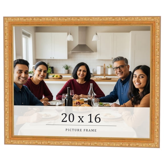 20x16 Frame Gold Solid Wood Picture Frame Width 1.125 Inches | Interior Frame Depth 0.375 Inches |
