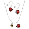 thumbnail image 1 of Delight Jewelry Goldtone Mini Rounded Paw Red Lucky Ladybug Necklace and Dangle Earrings Set, 1 of 6