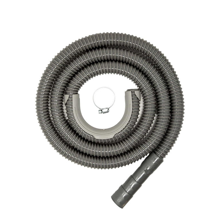 TT FLEX 10-Foot Washing Machine Drain Hose | Corrugated Flexible Discharge Hose With Clamp & Screwdriver