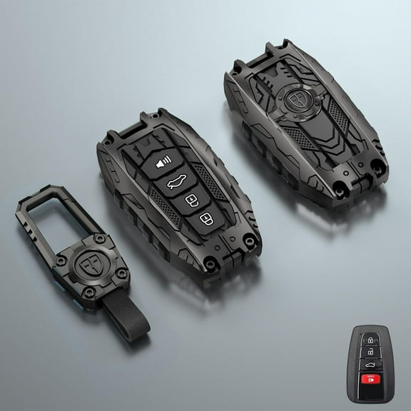 Style Heavy Metal Key Fob Cover, Compatible with Toyota 4 Button, Zinc Alloy Key Case Protector