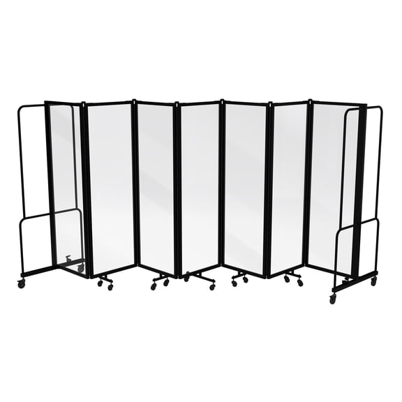 Hampden Furnishings Otis Collection Portable Room Divider, 7 Transparent Panels, Black Frame