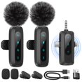 thumbnail image 1 of Wireless Lavalier Microphone for iPhone, iPad, Android &acirc;?? 2-Pack Mini Mic with Noise Reduction, Auto Pairing, 3.5mm & Lightning Rece, 1 of 9