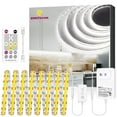 thumbnail image 1 of Emitever Cob Kit De Tira De Luces Led Blanco Con Control Remoto Y Fuente De Alimentación De 24 V Cinta De Luz Regulable De 16.4 Pies 5000 K De Alta Densidad 2400 Led 300 + Lm/Ft Cri90+ Listado Ul Para, 1 of 1