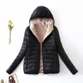 thumbnail image 2 of Sopiago Womens Fleece Lightweight Full-Zip Puffer Jacket with Hood Quilted Winter Puffer Coat Women Black,XL, 2 of 7