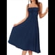 thumbnail image 2 of Vestido Midi con Corsé, Aberturas Fluidas y Cordones para Mujer, Vestido Informal de Verano de Corte A para Fiesta de Té. Azul Marino S, 2 of 8