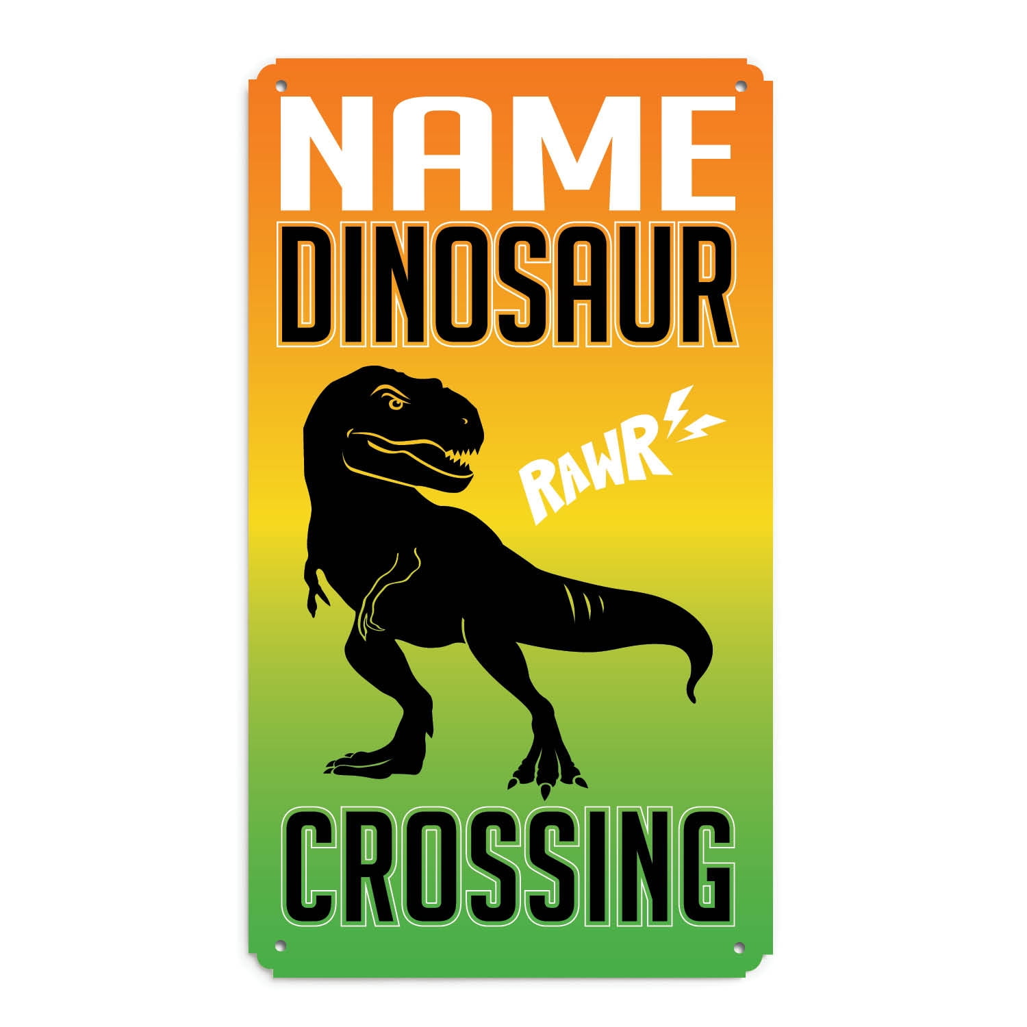 Personalized Dinosaur Crossing Metal Wall Sign