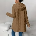 thumbnail image 4 of TKLPEHG Fleece Jacket for Women Winter Warm Button Hooded Coats Long Sleeve Fleece Jackets Soft Comfy Warm Outerwear (Brown,L), 4 of 8