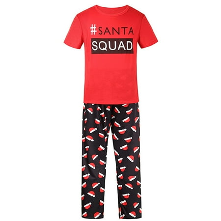

alextreme 2 Pcs Family Matching Clothes For Christmas Pajamas Set Print Short Sleeve Xmas Sleepwear New Fashion