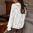 thumbnail image 4 of Pxiakgy Women's Dressy Casual Lace Blouse Long Sleeve Button Up Shirts Tops Spring Fall Fashion Clothes Hollow Out Dressy Eyelet Tops for Women Casual Lace Blouse Long Sleeve Up Shirts Tops White Xl, 4 of 9