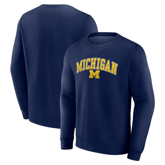 Men's Navy Michigan Wolverines Campus Fleece Pullover Sweatshirt