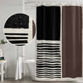 thumbnail image 5 of Brown Black Shower Curtain, Waterproof Shower Curtains for Bathroom, Modern Abstract Art Farmhouse Striped Washable Fabric Bathtub Curtain Set Bath Decor with 12 Hooks Long 72"x84", 5 of 8