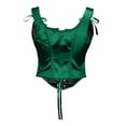 thumbnail image 6 of Satin Women Vintage Overbust Renaissance Corset Bustier Bodyshaper Lace-Up Tank Tops Bodice Green L, 6 of 6
