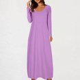 thumbnail image 2 of Yuyuzo Robe Maxi pour Femmes Manches Longues Décontractée Robe de Maison Couleur Unie Col Rond Basique Confortable, 2 of 6