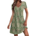 thumbnail image 2 of kytmyeq Women's Fashion Casual Printed With Pockets Bohemian Beach V-Neck Short Sleeve Dresses, 2 of 5