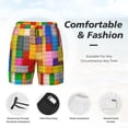 thumbnail image 3 of Gukieu Colorful Plastic Blocks Pattern Print Men's Double Layer Sports Swim Trunks, Quick Dry Adjustable Waist Swim Shorts Swimwear-Small, 3 of 6
