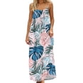 thumbnail image 2 of Women's Tropical Summer Maxi Dress Spaghetti Strap Sleeveless Monstera Leaf Print Loose Fit Flowy Long Dress Casual Beach Vacation Holiday Party Sun Dress, 2 of 9