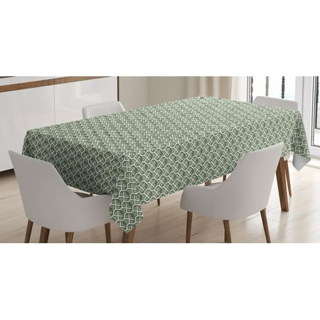 

Geometric Tablecloth Abstract Rhombuses and Stripes Monochrome Composition Vintage Inspirations Rectangle Satin Table Cover for Dining Room and Kitchen 52 X 70 Pale Sage Green by Ambesonne