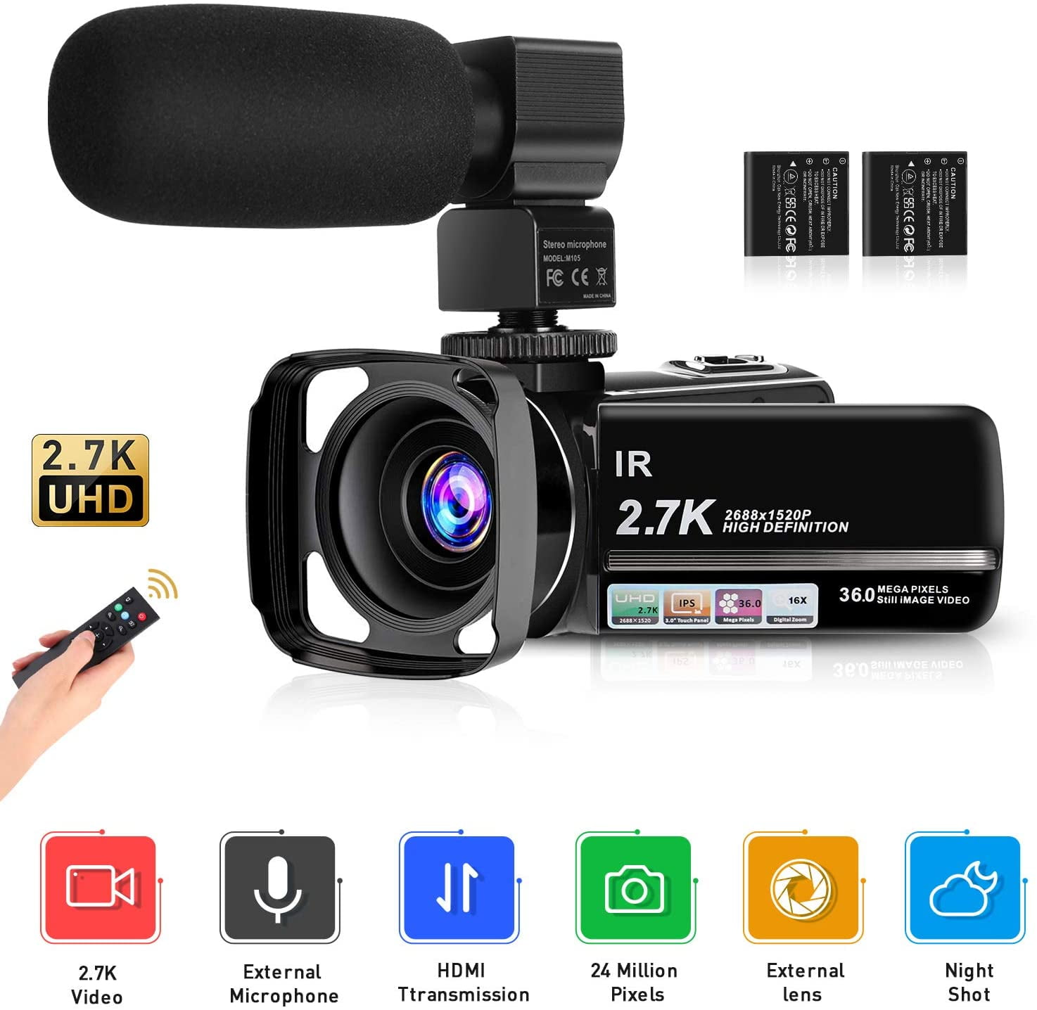 Digital Camera Vlogging Camera Video Camera 1080P Ultra HD LCD Screen 2.4 Inch 16X Digital Zoom Anti-Shake Cameras for Beginners 