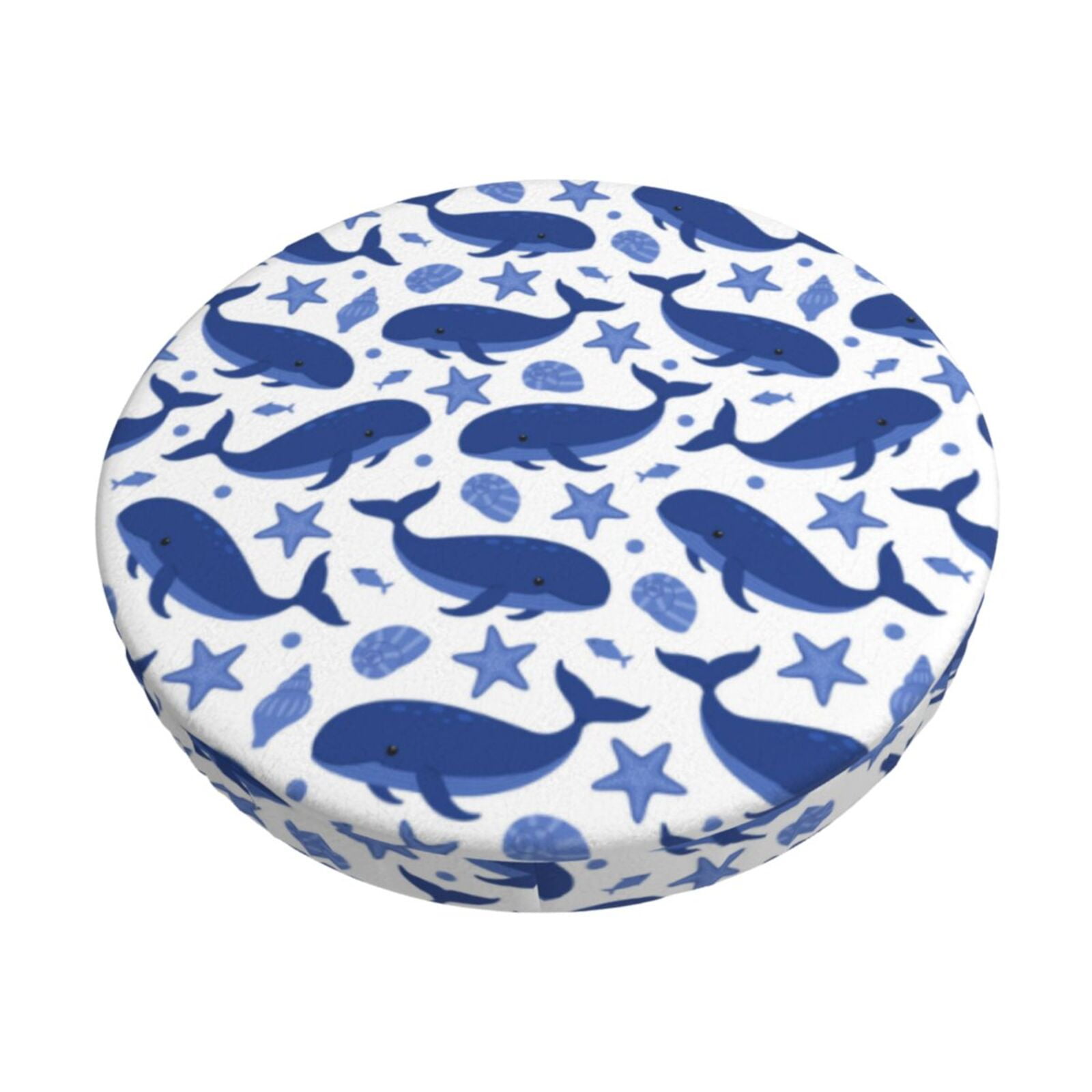 Easygdp Whale Print Easy To Install Bar Stool Covers&Stool Covers Round&Elastic Stool Cover, Barstool Covers,Washable&Bottom With Elastic Edge-13 inch