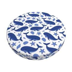 Easygdp Whale Print Easy To Install Bar Stool Covers&Stool Covers Round&Elastic Stool Cover, Barstool Covers,Washable&Bottom With Elastic Edge-13 inch