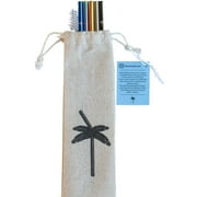 Reusable Stainless Steel Sand Straw Brush and Case 5 Pack OCEAN