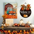 thumbnail image 3 of Eveokoki 12" Welcome-ish Depends on Who You Are Signs for Front Door Farmhouse Porch Rustic Round Fall Wooden Sign Hanging Wreaths for Housewarming Gift Maple Leaves Decoration Outdoor Indoor, 3 of 5