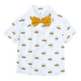 thumbnail image 2 of FLMEI Toddler Baby Boys Gentleman Outfits Infant Short Sleeve Dress Shirt + Suspender Shorts +bow Tie Summer Birthday Clothes Set 3PCS 6 Months - 7 Years, 2 of 9