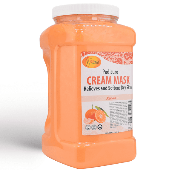 SPA REDI - Body and Foot Cream Mask, Mandarin, 128 Oz - Pedicure Massage for Tired Feet and Body, Hydrating, Fresh Skin - Infused with Hyaluronic Acid, Amino Acids, Panthenol, Comfrey Extract