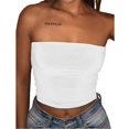 thumbnail image 4 of AKEGAMN Chest Wrapped Solid Color Multi Color Strapless Off Shoulder Short Tight Top, White L, Size S-XXL, 4 of 7
