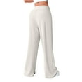 thumbnail image 5 of KDDYLITQ Womens Flare Sweatpants High Waist Drawstring Yoga Pants Wide Leg Baggy Bell Bottoms Trendy Size Plus Trousers White 2XL, 5 of 5