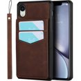 thumbnail image 6 of for iPhone XR Wallet Case with RFID Blocking Card Holder,PU Leather Magnetic Buttons Portrait Stand with 6 Card Slots Flip Wrist Strap Case for iPhone XR 6.1 Inch,Brown, 6 of 15