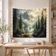 thumbnail image 5 of Misty Mountain Lake and Pine Forest with Atmospheric Glow, Mystical Watercolor for Nature Lovers, Wilderness Wall Art Decor, Housewarming Gift Tapestry Wall Hanging for Bedroom and Living Room, 5 of 7