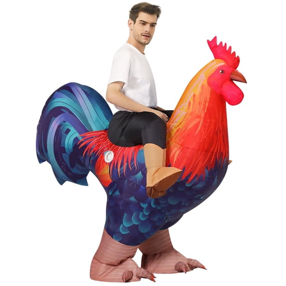 COMIN 72 inch Inflatable Chicken Costume Rooster Adult Suit Funny Cosplay Halloween Costume for Men Women Birthday Party
