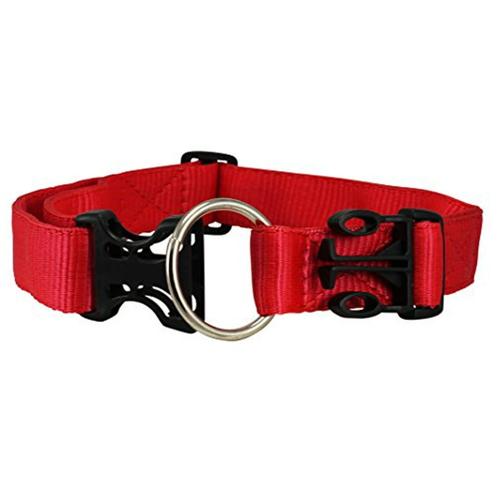 Heavy Duty Adjustable Red Nylon Dog Collar 1.5" Wide. Fits 17"27.5