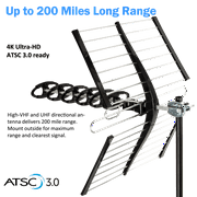Five Star Outdoor TV Antenna with up to 200 Miles Reception Range, New, 1 Pack