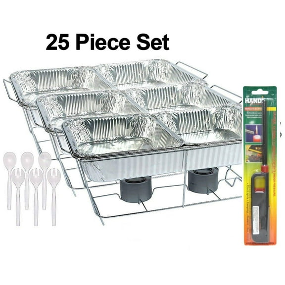 Disposable Buffet Party Aluminum Chafing Dishes with Handy Lighter Set of 25