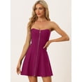 thumbnail image 3 of Disfraz de navidad Mini Vestido De Fiesta Sin Tirantes De Tubo Frontal Con Cremallera Expuesta Sin Tirantes Para Mujer Rosa Violeta S, 3 of 5