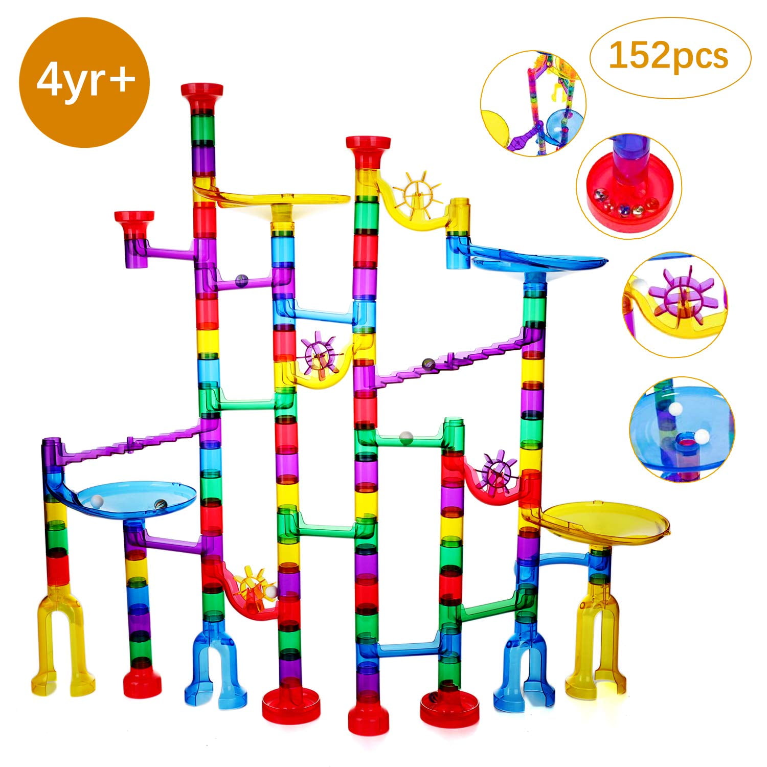 Bobury Unique Wood Tree Leaves Blocks Marble Ball Run Track Game Toy Children Educational Toys