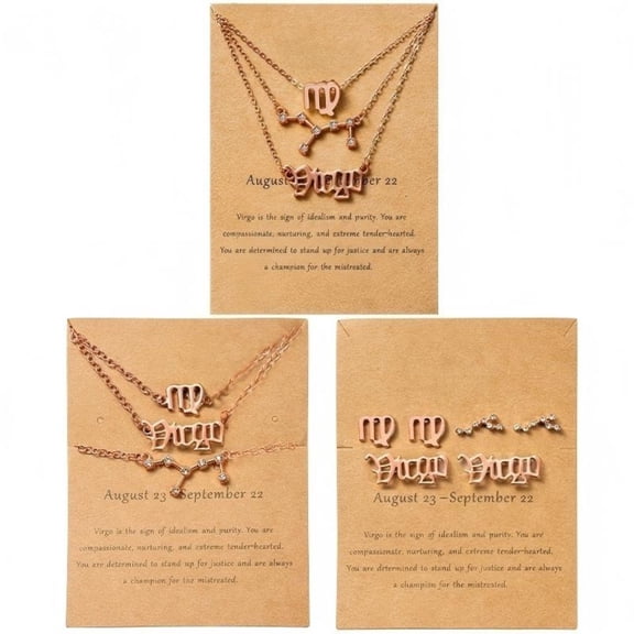 GROBRO7 9pcs Virgo Jewelry Alloy Jewellery for Women Birthday Gift, Rose Gold