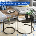 thumbnail image 2 of Coffee Table Nesting Set of Side Set Golden Frame Circular Round and Marble Pattern Wooden Tables Living Room Bedroom Apartment Modern Industrial Simple Nightstand, 2 of 9