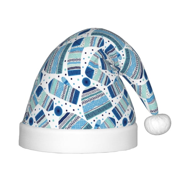 Fuzoiu Winter Knit Hat and Socks Print Santa Hat Christmas Hat for kids,Santa Hats with Pompom, Unisex Xmas Holiday Hat for Christmas New Year Festive Party Supplies