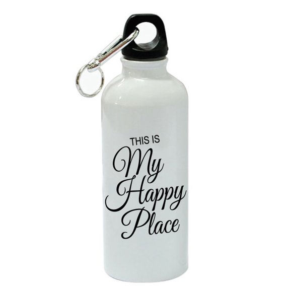 This Is My Happy Place White Aluminum Sports 20 oz Water Bottle